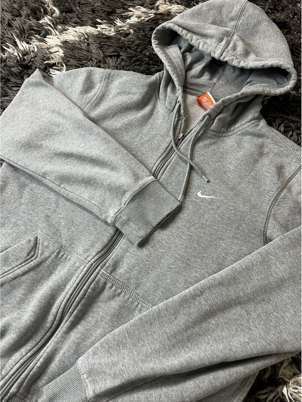 Vintage 90s Nike The Athletic Dept Zip Up Hoodie Sweatshirt Grey Mens Size M